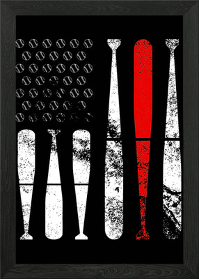 Amerikanische Flagge Baseball gerahmtes Wandbild Poster Leinwanddruck Bild