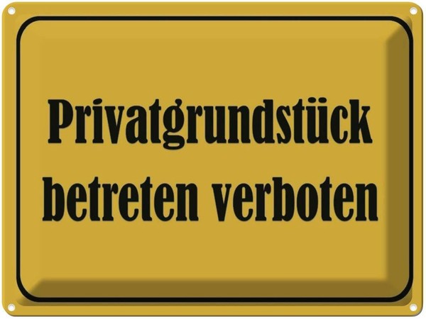 Blechschild 30X40 Cm PrivatgrundstüCk Betreten Warnschild Hinweisschild Sicherhe-image