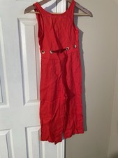Zara Red Cutout Jumpsuit Girls Size 8 100 Linen