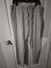 Women’s Saks Fifth Avenue 100% Linen Wide Leg Natural Pants Size Large