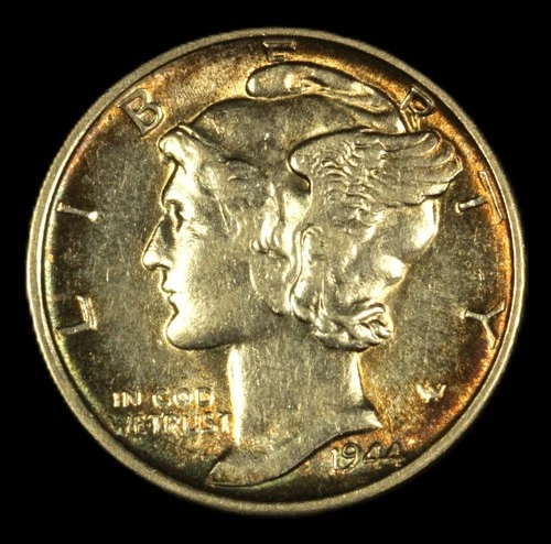 1944-S 10C Mercury Dime- Choice AU Nice toning OBV/ REV -SMH 1951