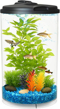 3-Gallon 360 Aquarium with LED Lighting 7 Color Selections and Power Filter, I