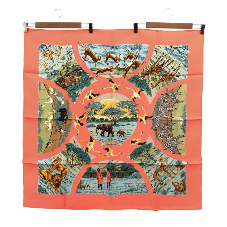Hermes Carre 90 Tanzanie Silk Scarf in Soft Pink