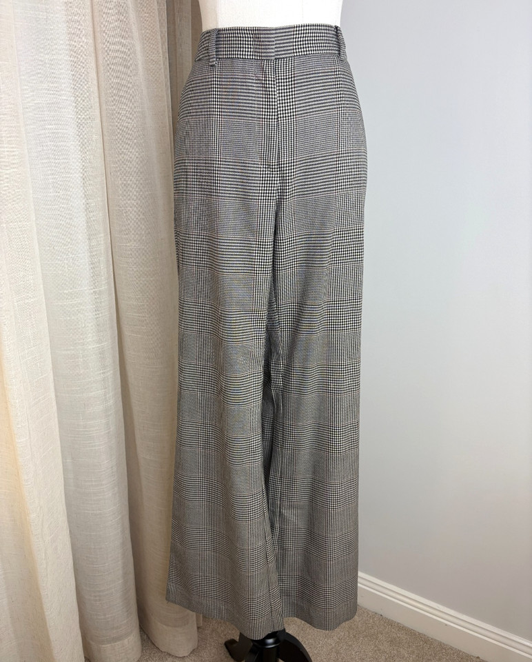 Witchery Black & Brown Houndstooth Pants Size 10 Wide Leg Flare