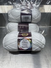Lion Brand 24/7 Cotton Yarn Color 100 White 3 Skein Lot
