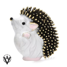 White Enamel Cute Hedgehog Animal Brooch Women Charm Fashion Lapel Pin Badge