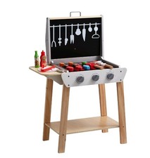 Vevor 21 PCS Kids BBQ Grill Playset Wooden Cooking Grill Toy Set Pretend Sound