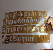 Vtg Brass Stencil Set Numbers Letters General Stencils Box Missing Letters 5”
