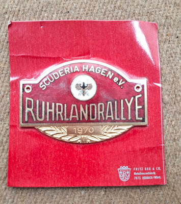 SCUDERIA RALLY  ADAC CAR BADGE PORSCHE 356 911 MB CLASSIC ACCESSORY 1970 NOS