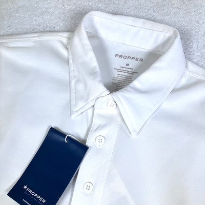 NEW Propper Mens I.C.E. Performance Short Sleeve Solid White Polo Medium READ