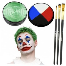 Clown Makeup Kit, 4Color Water Based Face Paint, Green Classic Clown Makeup Kit