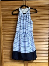 Women’s Old Navy Blue Striped Sleeveless Dress Medium Cotton