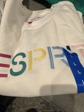 Esprit NWT Women's Logo 80's Crewneck Viral - Cream, Blue, Green S M L XL XXL