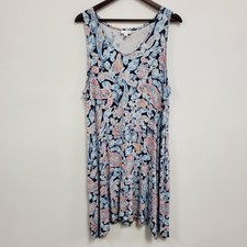 J Jill Womens Sleeveless Paisley Midi Dress Size XL Blue Stretch Artsy Mature