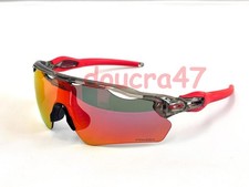  OO9208  Mens Oakley Radar EV Path Transparent grey Red Polarized Sunglasses