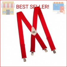 Custom Leathercraft 110RED Heavy Duty Work Suspenders, Elastic Straps, One Size,