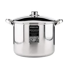 Steelex Stainless Steel Induction Stock Pot Deep Soup & Stew Casserole with Lid