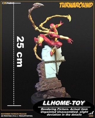 25CM tall Iron Spiderman Resin 3D Print Model Unpainted Unassembled GK Figure