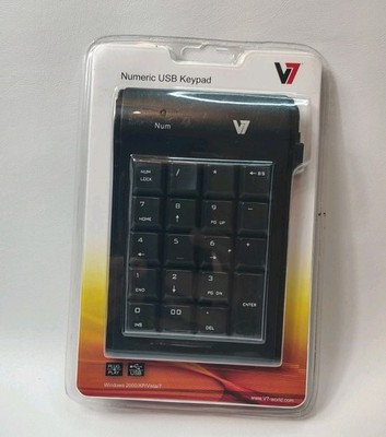 Numeric USB Keypad Portable Number Pad for Laptop PC Windows 2000 Vista 7 NEW V7