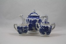 Made in Japan Vintage Blue Willow Child's Miniature 3 Piece Tea Set