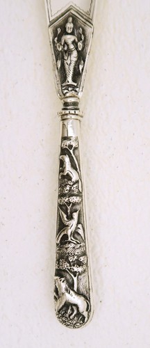Swami India Raj Solid Silver Shoe horn with Raised Base Figural Shiva Tiger bird - Picture 2 of 8