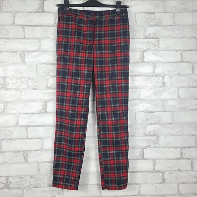 Zara Basic Women's Red, Black and Yellow Plaid Skinny Trouser Pants XS 7323 