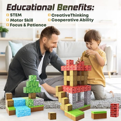 100 PIEZAS Bloques de Construcción Magnéticos Juguetes de Construcción Educativos Niños Regalos NUEVO - Imagen 5 de 6