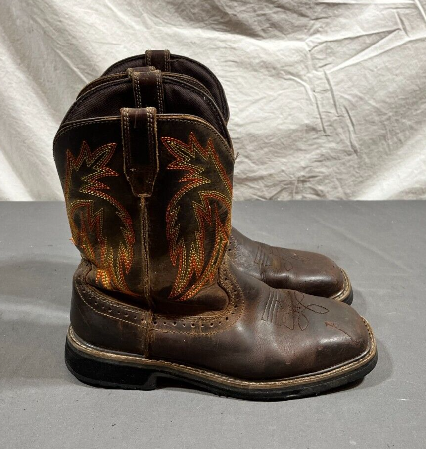 Herman Surviors Brown Leather Steel Tow Rubber Sole Western Boots
