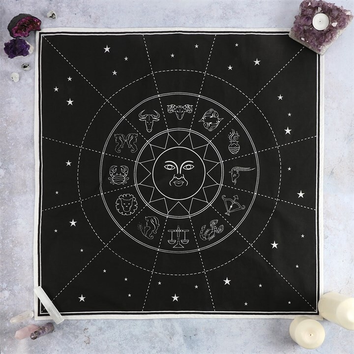 Cotton Black & Silver Astrology Decorative Altar Tarot Divination Cloth 70 cm