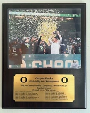 Oregon Ducks 2024 Big 10 Champions Plaque w Engraved Nameplate w season results
