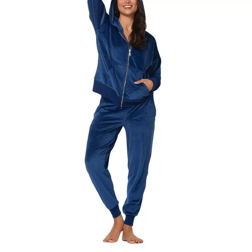 Felina Women's Velour 2 Piece Zip Hoodie And Jogger - Picture 3 of 25