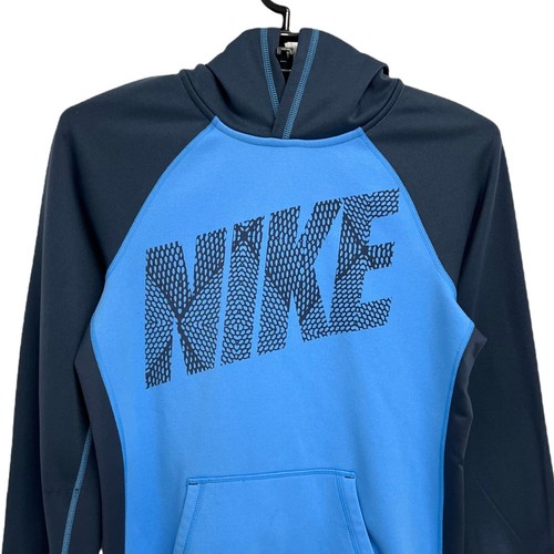 Nike junior THERMA-FIT Blue and Gray Fleece Pull Over Sweatshirt Size Small - Picture 2 of 9