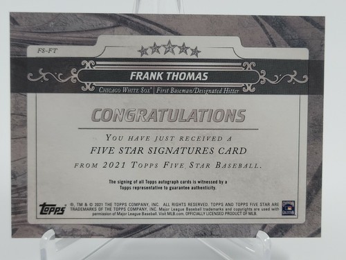 2021 FRANK THOMAS CINQUE STELLE FIRME AUTOGRAFO ISCRIZIONE "BIG HURT" SSP /20 - Foto 2 di 2