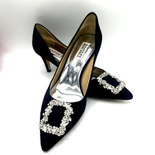 Badgley Mischka Cher Pumps Black Embellished Size 8 No Box
