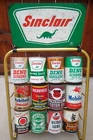 Sinclair Veedol Tydol Oilzum 12 Quart Motor Oil Can Display Rack Vintage Style