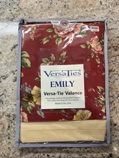 BED BATH BEYOND Valance Emily - Red ROSE Floral Flower 58 x 16 NEW