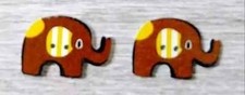 elephant jungle wood buttons sewing 2 holes 1 1/8 inch brown 2pc