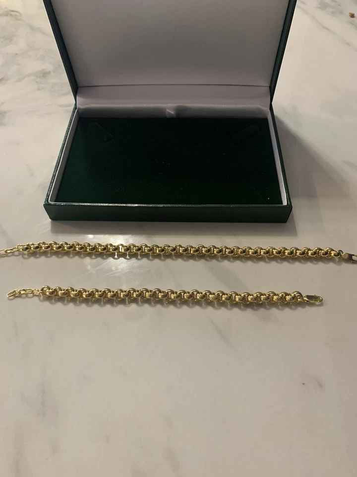 Твердый отец и сын соответствующий 18 карат золото более 925 серебро Belcher браслет комплект - Изображение 2 из 4