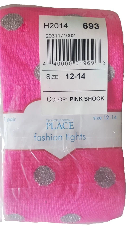 The Children’s Place Girls Fashion Tights 12-14 Pink Shock 75-100 LB 1 Pair NWT - Image 3 of 4