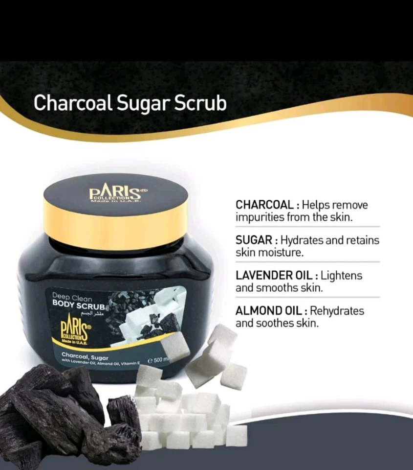 Paris Collection Revitalizing Charcoal Sugar Body Scrub 500ml - Image 4 of 4