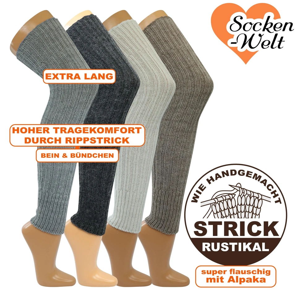 SOCKS4FUN Kuschelweiche Overknee Stulpen extra lang mit Alpaka Wolle grobstrick Damen