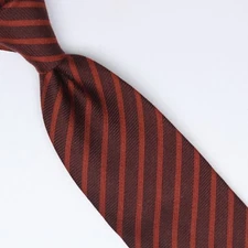 John G Hardy Mens Silk Wool Necktie Tonal Brown Copper Stripe Weave Soft Tie 
