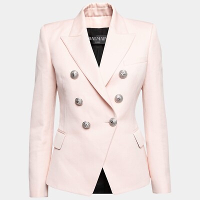 【関税込み】balmain Double-breasted blazer with logo buttons Balmain Buttoned double-breasted Blazer | Neutrals | FARFETCH