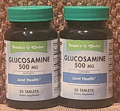 2X  Bottles People's Choice Glucosamine Joint Therapy 20 Tabs 500mg.