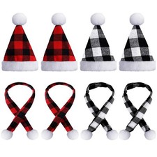 8 Pcs Mini Santa Hats for Crafts Small Christmas Wine Bottle Santa Hats Scarf...