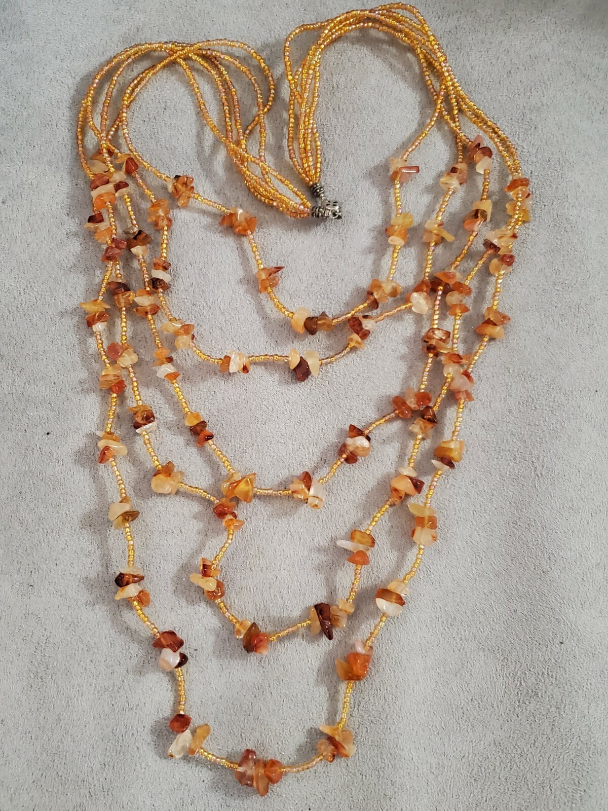 Carnelian Multistrand Gemstone Statement Necklace… - image 4