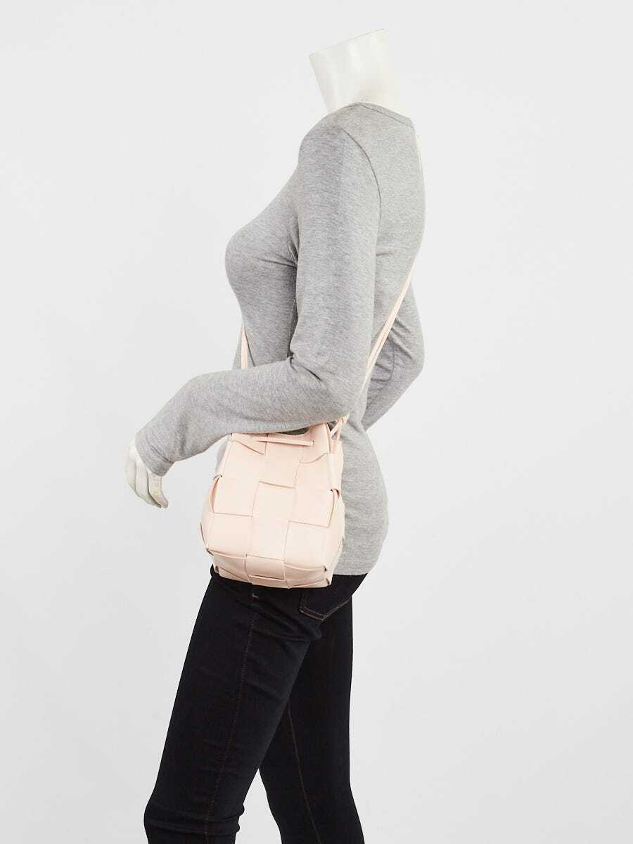 Bottega Veneta Light Pink Intrecciato Woven Leather Small