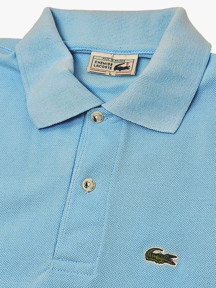Vtg 80s Chemise Lacoste Polo Shirt Men's Size Large Blue Cotton Made in France