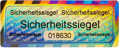 3D Hologramm Sicherheitssiegel 50x20mm mit Seriennummer - Klebesiegel Etiketten
