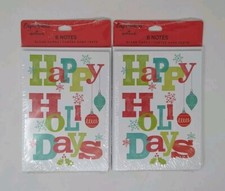 2 Pkgs Hallmark Happy Holidays Simple Festive Blank Note Cards 16 Total